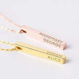 Personalized Mother’s Necklace – Custom 4-Sided Bar Necklace with Kids’ Names