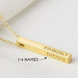 Personalized Mother’s Necklace – Custom 4-Sided Bar Necklace with Kids’ Names