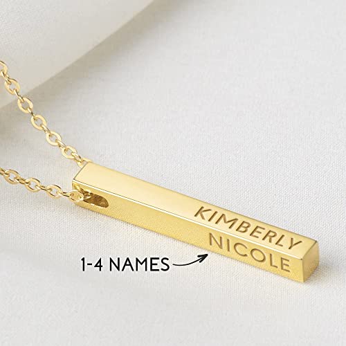 Personalized Mother’s Necklace – Custom 4-Sided Bar Necklace with Kids’ Names