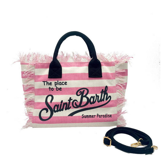 St. Barth tote bag - Pink and white stripe