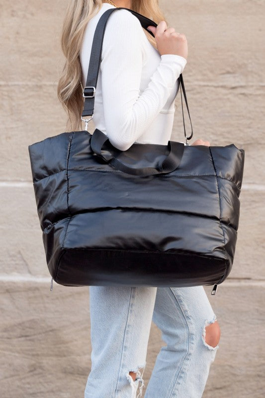 Travel/Work Metallic Puffer Tote