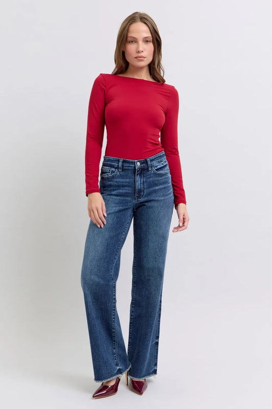judy blue raw hem straight jeans